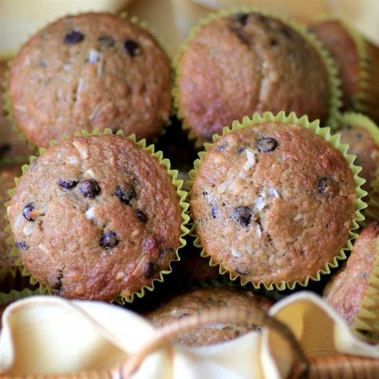 Banana Choc Chip Coconut Muffins