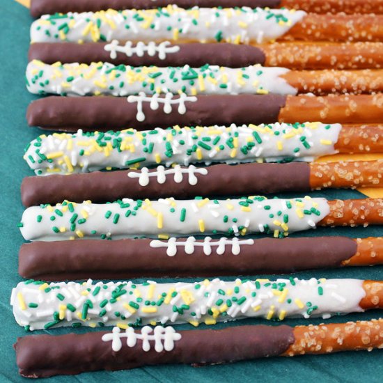 Chocolate Football Pretzel Rods