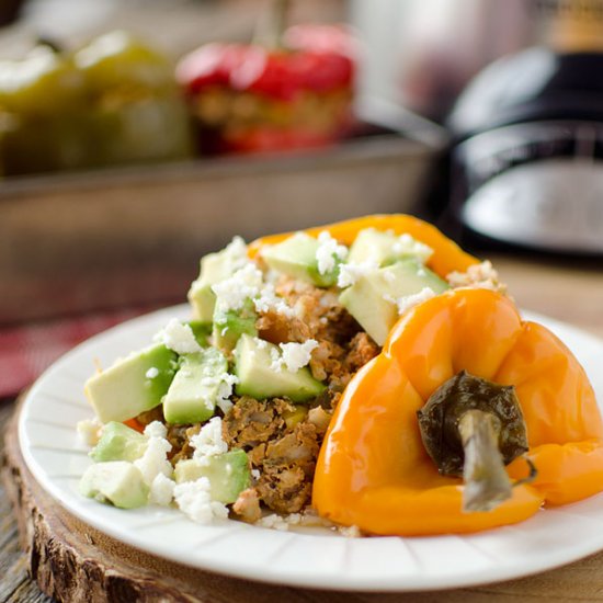 Light Crock Pot Taco Stuffed Pepper