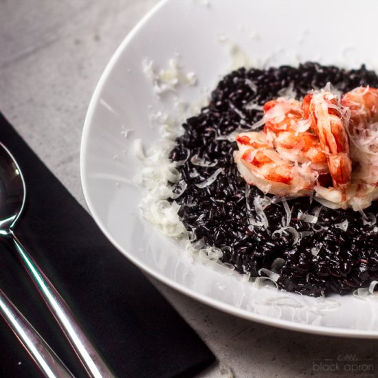 Black Risotto with Prawns