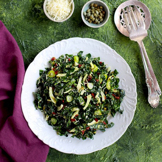 Italian Salsa Verde Kale Salad