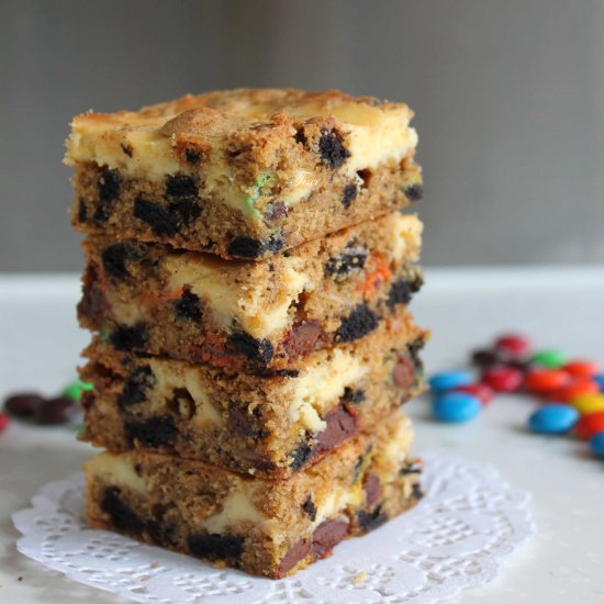 M&M Oreo Cream Cheese Blondies