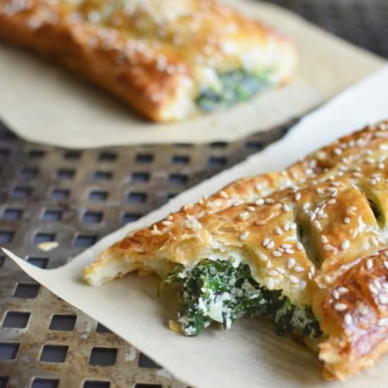 Spinach Puff Pastry Rolls with Feta