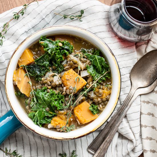 Winter Squash, Kale & Lentil Stew