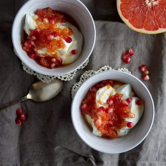 Grapefruit pomegranate yogurt