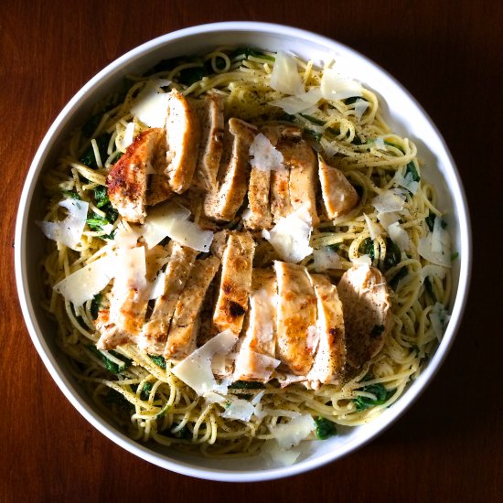 Chicken and Spinach with Pasta