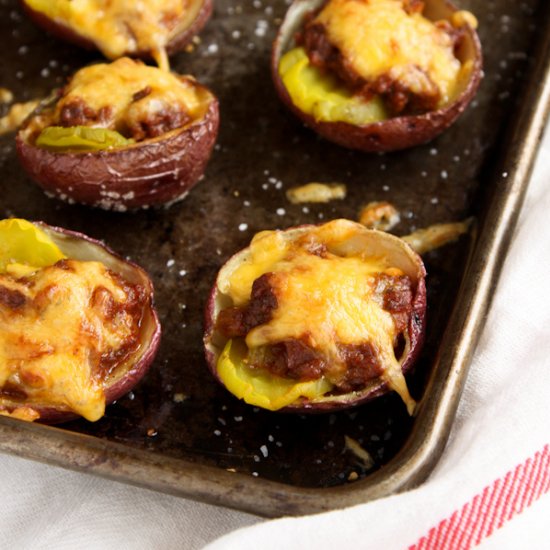 Sloppy Joe Baked Potato Skins