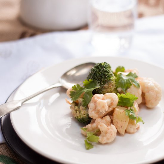 Warm Cauliflower and Broccoli Salad