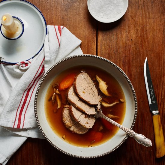 Pork Tenderloin with Porcini Broth