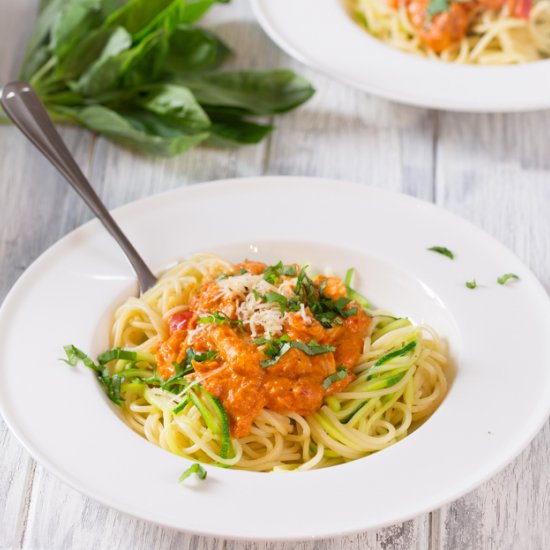 Creamy Tomato Salmon with Spaghetti