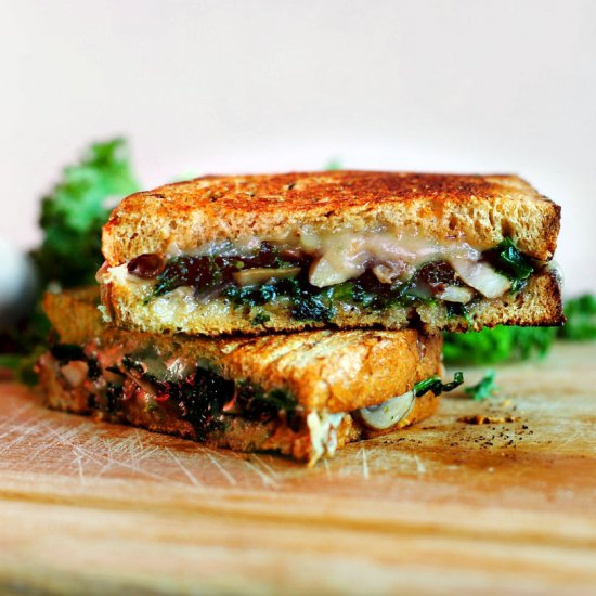 Kale and Mushroom Grilled Cheese