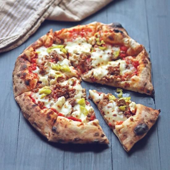 Sausage, Feta & Peperoncini Pizza