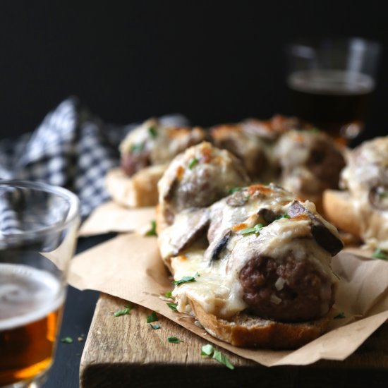 Beef Stroganoff Meatball Sandwiches