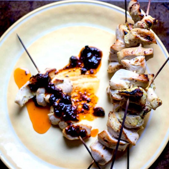 Chicken Skewers + Orange Harissa