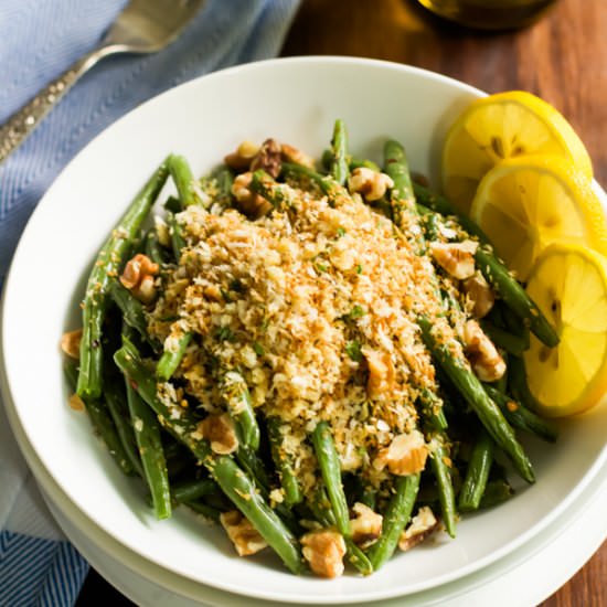 Roasted Green Beans & Garlic Panko