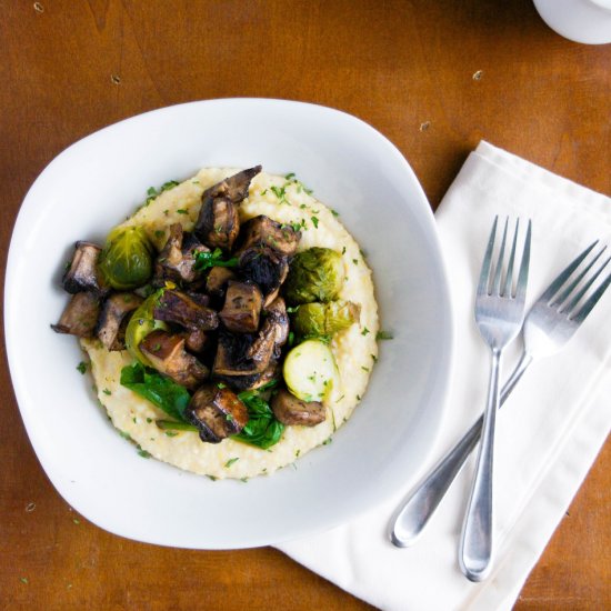 Black Garlic Ragout over Polenta