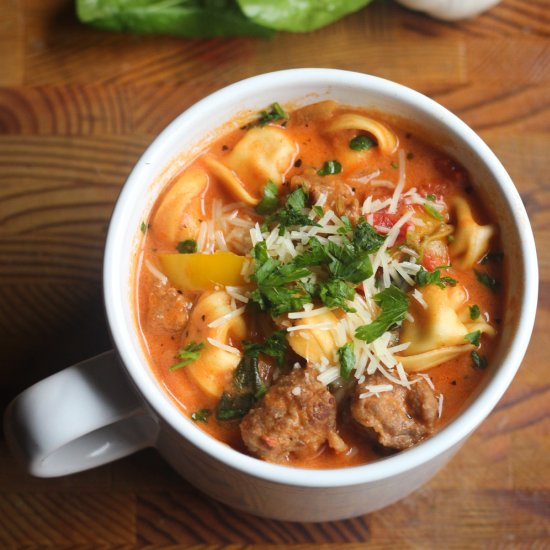 Creamy Sausage & Tortellini Soup