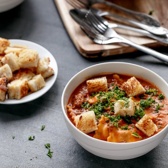 One Pot Ravioli and Grilled Cheese