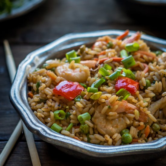 Shrimp&Sweet Pea Shoots  Fried Rice