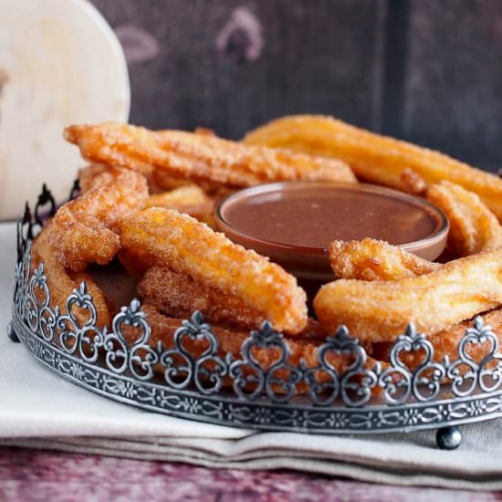 Churros with chocolate sauce