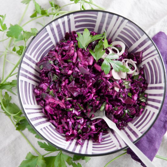 Raw, Red Cabbage Salad with Parsley