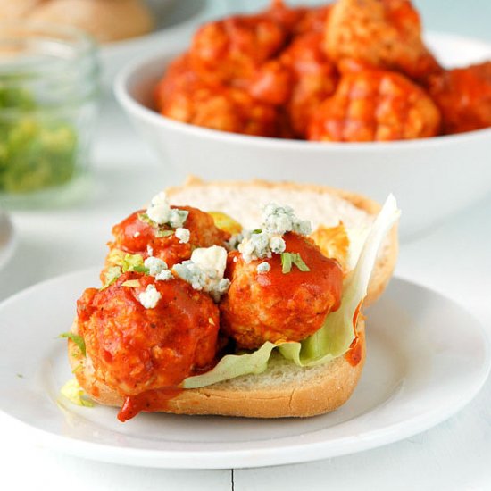 Buffalo Chicken Meatball Sandwiches