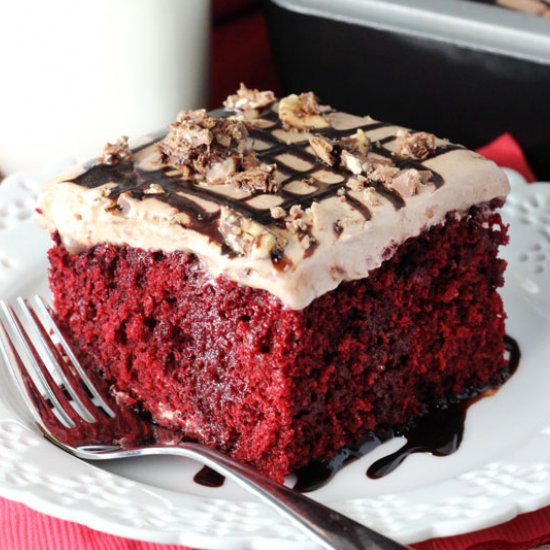 Nutella Red Velvet Poke Cake