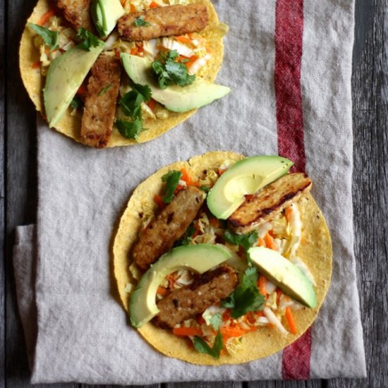 Tempeh Tortillas with Cabbage Slaw