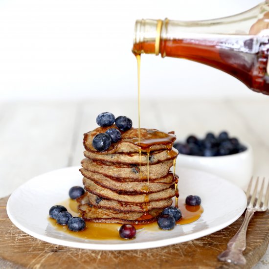 Banana Blueberry Buckwheat Pancakes