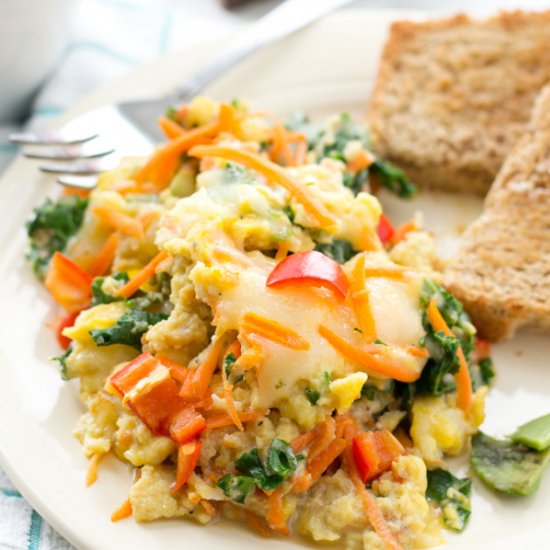 Rainbow Veggie Scrambled Eggs