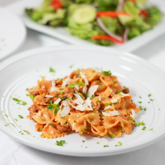 Pasta in Sausage Tomato Cream Sauce