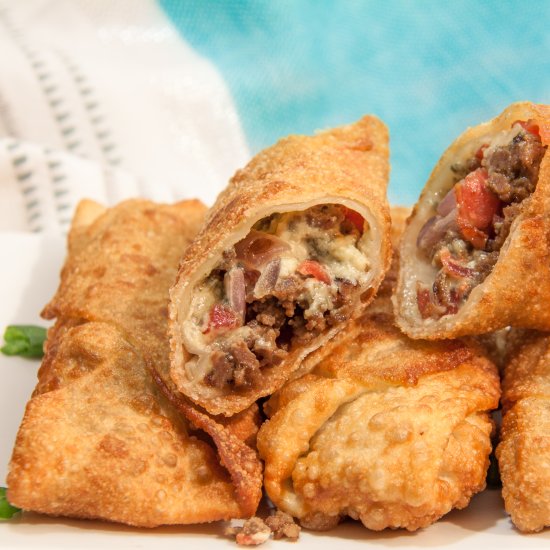 Bacon Blue Cheeseburger Egg Rolls