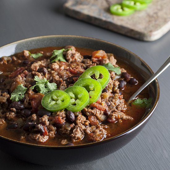 No Frills Turkey Chili