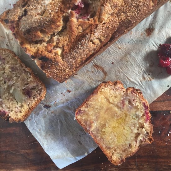 Pear, Raspberry and Coconut Bread