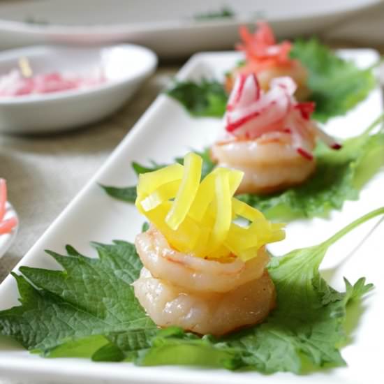 Shrimp Boats with Pickled Radish