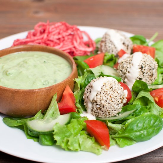 Raw Falafels with Tzatziki Sauce