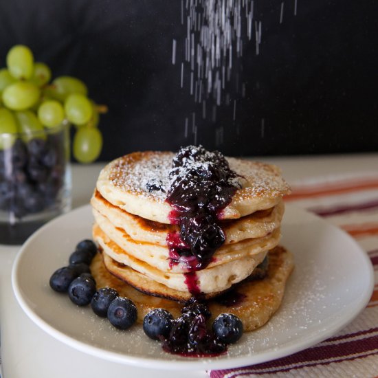 Blueberry almond pancakes