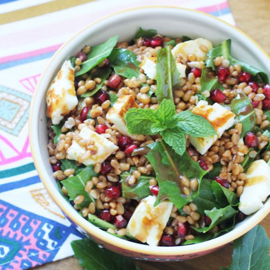 Pan-Fried Halloumi and Wheat Berry