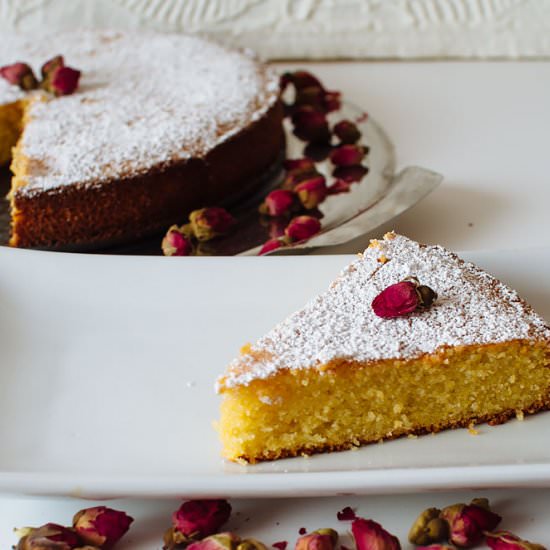 Rose Water & Cardamom Cornmeal Cake