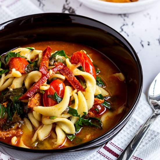 Spinach Chorizo Pasta Soup