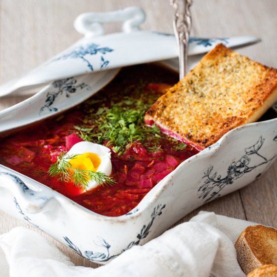 Borscht with Chicken & Egg