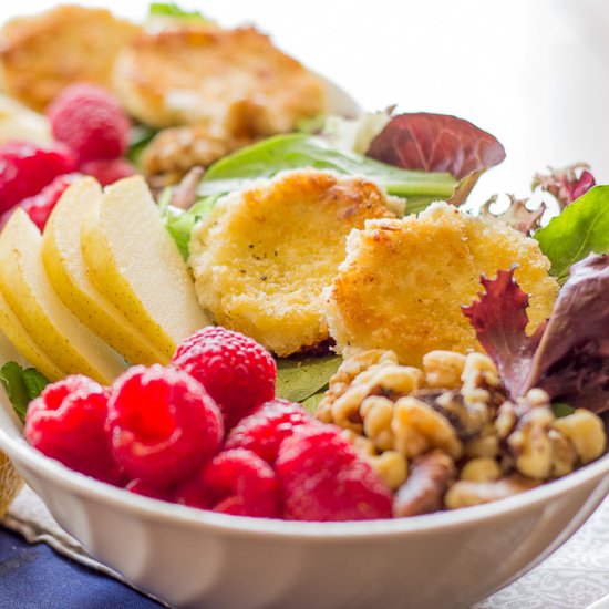 Fried Goat Cheese & Raspberry Salad