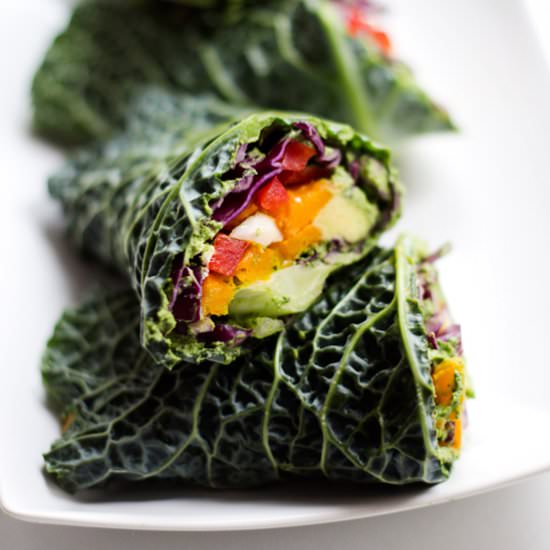 Raw Veggie Wraps with Arugula Pesto