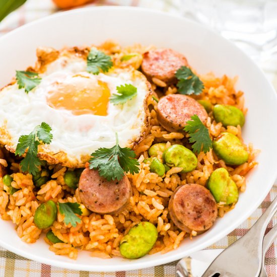 Tomato Fried Rice with Sausage