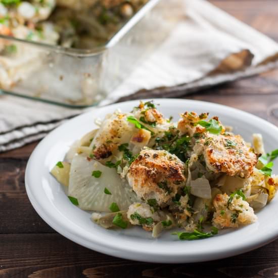 Artichoke & Winter Root Gratin