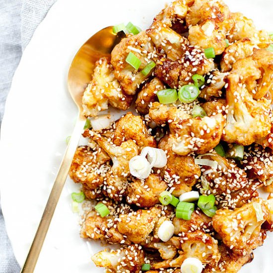 Sticky Sesame Cauliflower “Wings”