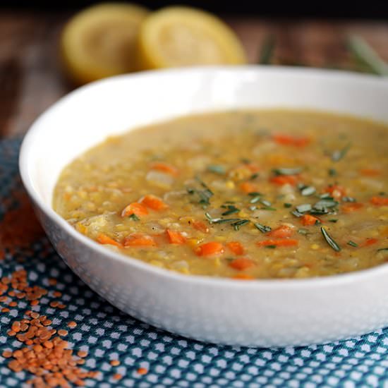 Lemon Rosemary Lentil Soup