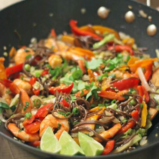 Shrimp Soba Noodle Stir Fry