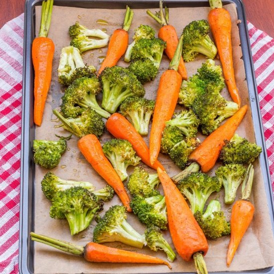 Roasted Baby Carrots and Broccoli