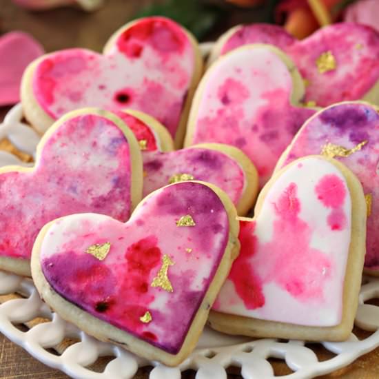 Watercolor Rose Sugar Cookies